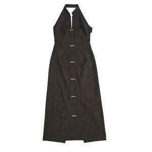 NWT $400+ Moonstop Black Halter Backless Well Structured Midi Dress Small